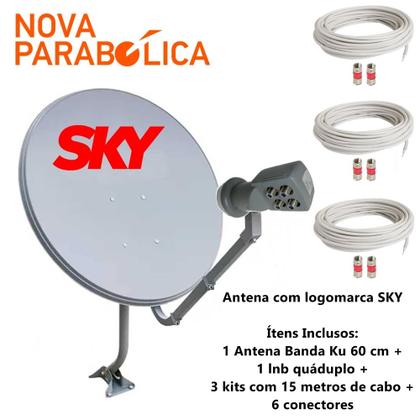 Imagem de Nova Parabólica SKY LIVRE com 03 pontos de TV em Full HD