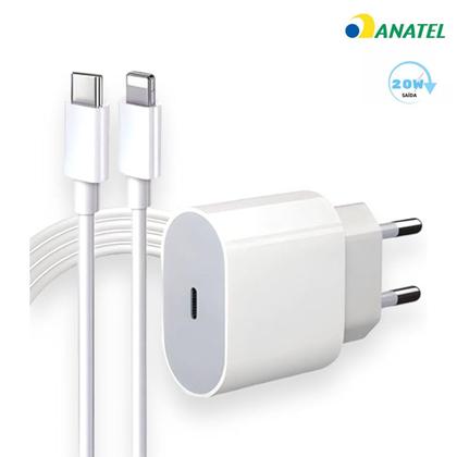 Imagem de Novo Carregador Completo Usb C Lightning Fonte 20W Ultra Rapido Compatível Modelo iPhon 12