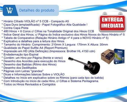 Imagem de NOVO Hinario Cifrado CCB Violão nº 5 - Tonalidade Original SIMPLIFICADO -Versão 4- MAIS VENDIDO !!!