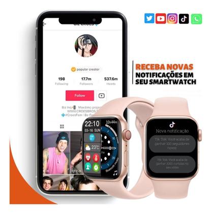 Imagem de Novo Relógio Smartwatch W29 Max Pro Rosa Series 9 Modelo Original + 2 Pulseiras