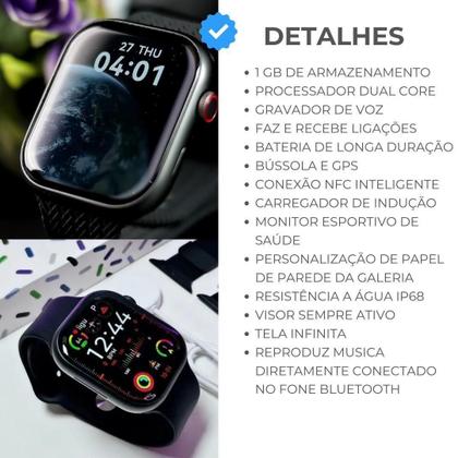 Imagem de Novo Smartwatch Microwear Watch 9 Pro Original W29 com NFC GPS tela infinita comando de vóz Siri chat GPT monitor de saúde faz e recebe chamadas