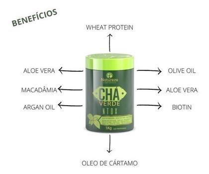 Traitement Capillaire Ntox Chá Verde - Crème à La Kératine 1KG - Anti-frisottis Et Lissant