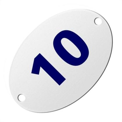 Imagem de Numero Oval Chapa Esmaltado Caiado 10  - Kit C/10