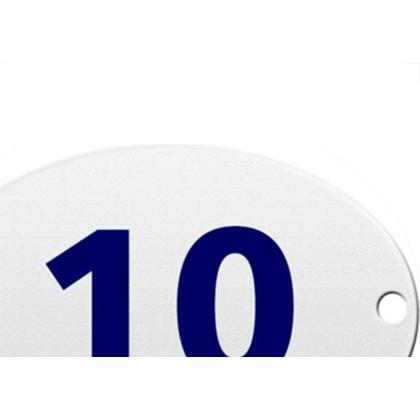 Imagem de Numero Oval Chapa Esmaltado Caiado 10  - Kit C/10