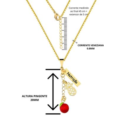 Imagem de Nutrição fruta metal colar de profissao folheado á ouro 18k