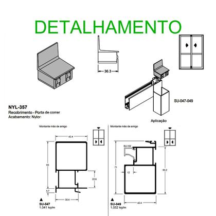 Imagem de NYL 357 - Recobrimento para porta de correr SU-047-049 - Preto