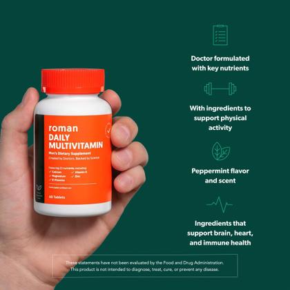 Imagem de O multivitamínico ROMAN Daily para homens promove a saúde 30 dias e 60 comprimidos