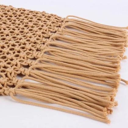 Imagem de O0205-Bolsa Feminina Crochê Leve Franja Praia Hippie Verão 4o27129