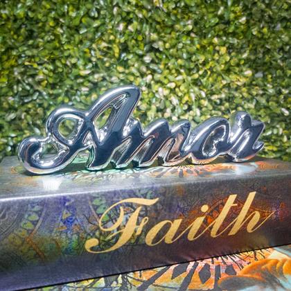 Imagem de Objeto Decorativo Mini Enfeite Mesa Cabeceira Palavra Decoração Casa Sala Quarto Rack Estante Nicho