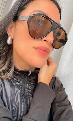 Imagem de Óculos Aviador Lente Marrom Moda Blogueira Estilo Tendência