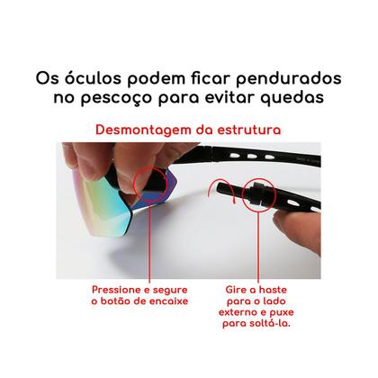 Imagem de Óculos Bike Ciclismo Mtb 5 lentes para trocar unissex proteção solar UV 400 lente polarizada Kit completo + clip para colocação de grau