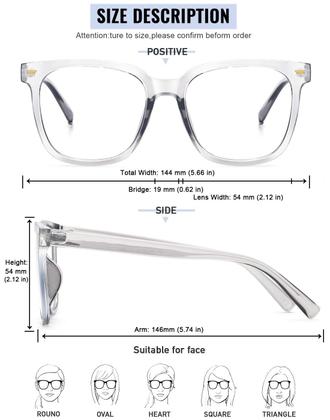 Imagem de Óculos bloqueadores de luz azul PANNER, pacote com 2 unidades, quadrados grandes