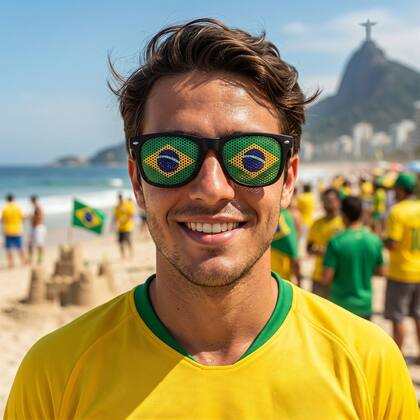 Imagem de Óculos Brasil Verde E Amarelo Fantasia Para Torcida Futebol Copa Do Mundo