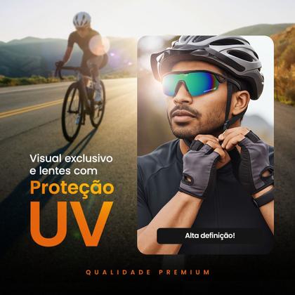 Imagem de oculos Corrida Ciclismo Bike Uv400 Esportivo Protecao + case lente espelhada vilão original acetato qualidade premium