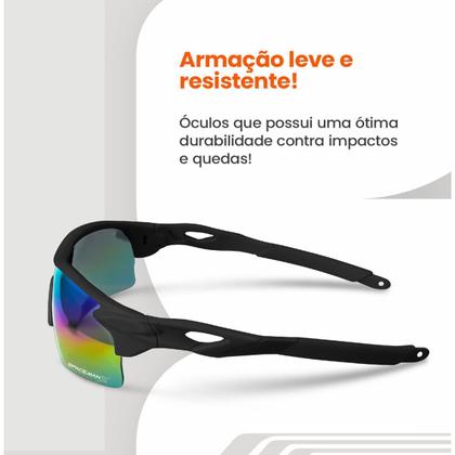 Imagem de Oculos Corrida Ciclismo Esportivo Uv400 Bike Protecao + Case qualidade premium lente espelhada original presente acetato