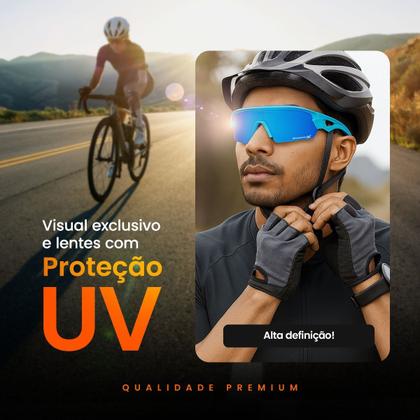 Imagem de oculos Corrida Esportivo Protecao Uv400 Bike Ciclismo + case presente lente espelhada vilão qualidade premium acetato
