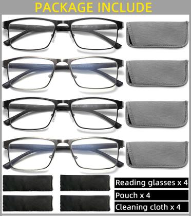 Imagem de Óculos de leitura DILLY VISION Dilly Vision, pacote com 4 +1,50 de bloqueio de luz azul