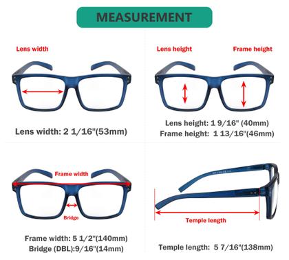 Imagem de Óculos de leitura Eyekepper Square Large Frame +2,50 (pacote com 5)