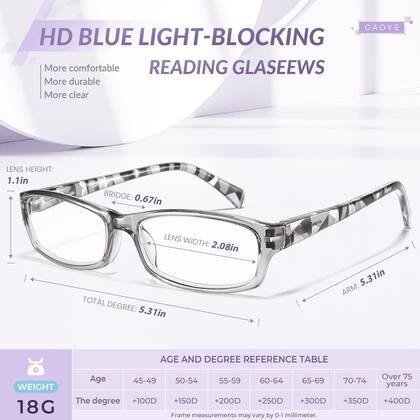 Imagem de Óculos de leitura Gaoye para mulheres e homens, pacote com 6 unidades com estojo Blue Light