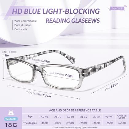 Imagem de Óculos de leitura Gaoye para mulheres e homens, pacote com 6 unidades com estojo Blue Light