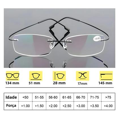 Imagem de Óculos de Leitura Ultraleves de Titânio com Memória - Sem Aro - Para Homens e Mulheres