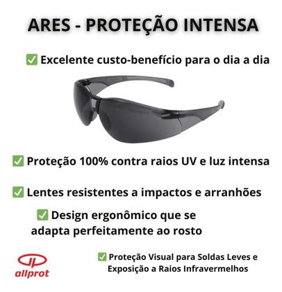 Imagem de Óculos De Proteção Allprot Ares Cinza Uv Uva/uvb