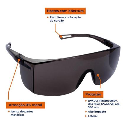 Imagem de Óculos de Proteção Sky Fumê UV400 CA39787 WPS0203 Delta Plus