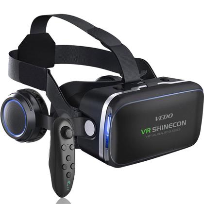 Imagem de Óculos de realidade virtual com fone de ouvido VR compatível com Android e Iphone com controle