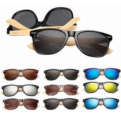 Imagem de Óculos de Sol Armação de Madeira Bambu com Proteção UV400 Várias Cores
