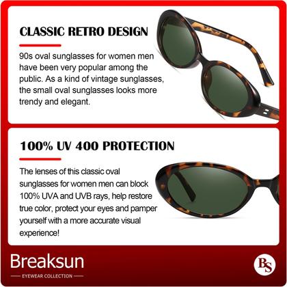 Imagem de Óculos de Sol Breaksun Retro Oval Vintage 90s - Unissex
