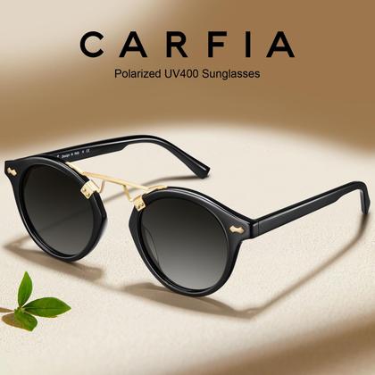 Imagem de Óculos de sol CARFIA Double Bridge Small Black Acetate Polarized
