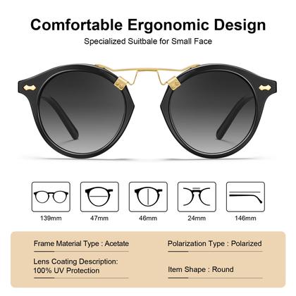 Imagem de Óculos de sol CARFIA Double Bridge Small Black Acetate Polarized