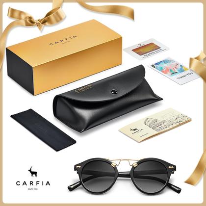 Imagem de Óculos de sol CARFIA Double Bridge Small Black Acetate Polarized