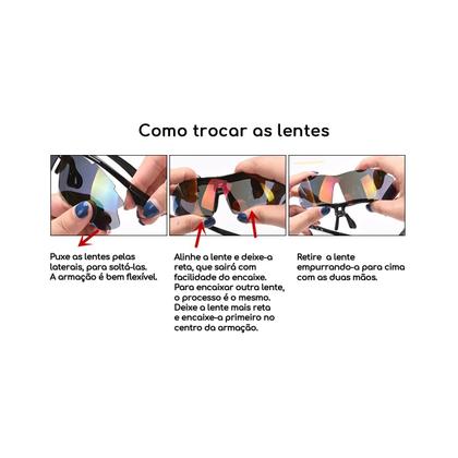 Imagem de Óculos de sol Ciclismo Feminino masculino praia esportes em areia beach volei 5 lentes + kit de acessórios