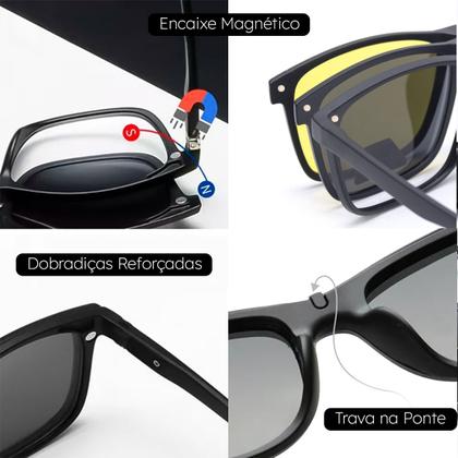Imagem de Óculos De Sol Com Armação De Grau Clip On 6 Em 1 Envio 24hrs
