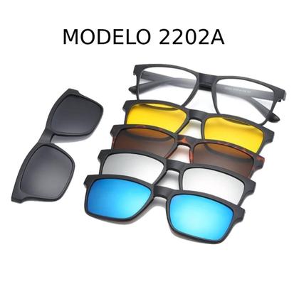 Imagem de Óculos De Sol Com Armação De Grau Clip On 6 Em 1 Polarizado