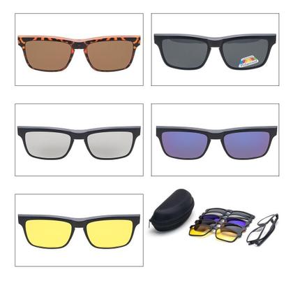 Imagem de Óculos De Sol Com Armação De Grau Clip On 6 Em 1 Polarizado