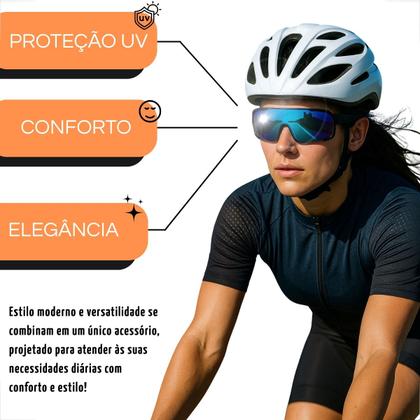 Imagem de Oculos de Sol Com Proteção Uva Uvb Esportivo Ciclismo Corrida Volei Bike Unissex Resistente Ciclismo Atleta