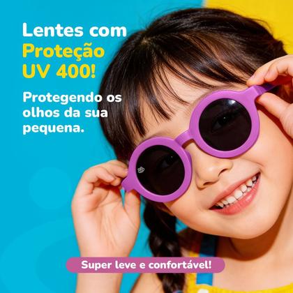 Imagem de oculos de sol criança rosa retro vintage proteção uv + case menina qualidade premium casual presente social