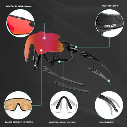 Imagem de Óculos de Sol de Ciclismo Unissex UV400 - MTB, Esporte, Corrida e Estrada