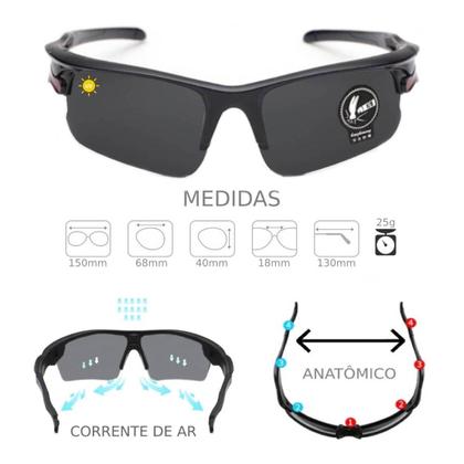 Imagem de Oculos De Sol Escuro Esportivo Ciclismo Bike Corrida Volei Praia Futvolei Proteção Uv