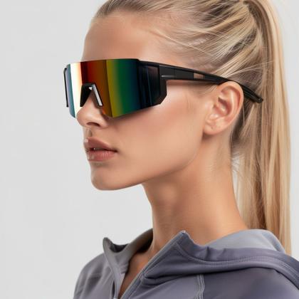 Imagem de Óculos De Sol Esportivo Uv400 Ciclismo Corrida Pesca Cor da lente:AzulCor da armação:Preto