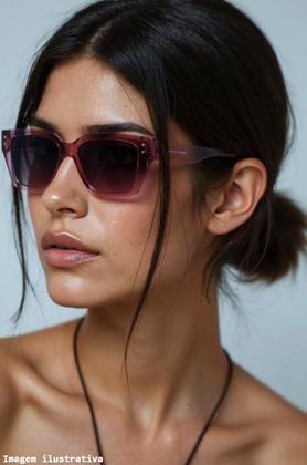 Imagem de Óculos De Sol Feminino Quadrado Rosa Marrom Polarizado 6160