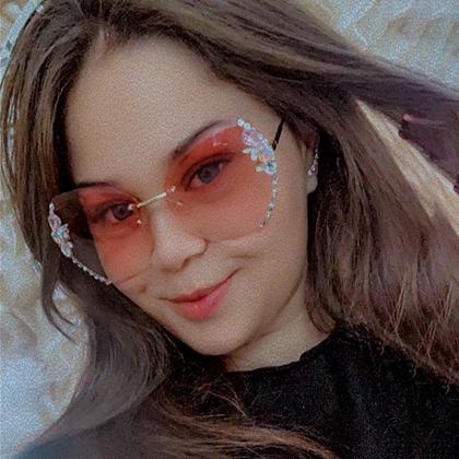 Imagem de Óculos de Sol Feminino UV400 Lente Gradiente Detalhes Strass