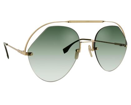 fendi ff 0326 1ED Green Fendi Exotic Aviator Sunglasses Metal Frame Blue Gradient  main image 2
