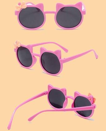 Imagem de Óculos de Sol Gatinho com Laço Meninas Formato gato Flexível Proteção UV400 Óculos Moda Infantil