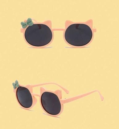 Imagem de Óculos de Sol Gatinho com Laço Meninas Formato gato Flexível Proteção UV400 Óculos Moda Infantil