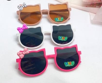 Imagem de Óculos de Sol Gatinho com Laço Meninas Formato gato Flexível Proteção UV400 Óculos Moda Infantil