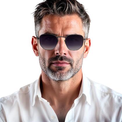 Imagem de Oculos de Sol Hexagonal Masculino Feminino Clássico Moda Retro Proteção UVA
