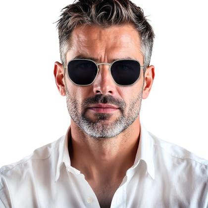 Imagem de Oculos de Sol Hexagonal Masculino Feminino Clássico Moda Retro Proteção UVA